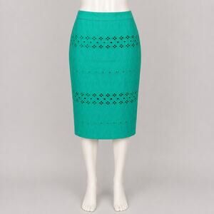Ann Taylor LOFT Teal Eyelet Pencil Skirt Size 6